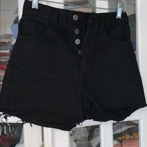 Button up denim cut off shorts